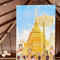 Doi Su Thep, Chiang Mai postcard โปสการ์ด ลายดอยสุเทพ 4x6 inch