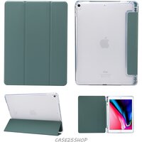 (สีเขียวเข้ม) Smart Case หลังใสซิลิโคน TPU (มีที่เก็บปากกา) - เคส iPad Mini 1/2/3