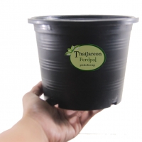 กระถางพลาสติกกลมสีดำ กว้าง 5 นิ้ว