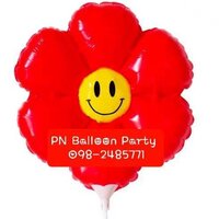 ลูกโป่งก้านดอกไม้สีแดง ดอกเดซี่ Smile Daisy Balloons