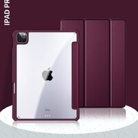 (สีม่วงเข้ม) Smart Case Shockprrof หลังใส (มีที่เก็บปากกา) - เคส iPad Pro 11" Gen 3 (2021)