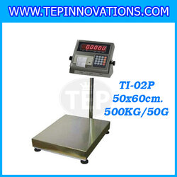 เครื่องชั่งน้ำหนักดิจิตอลตั้งพื้น พิกัด500kg ยี่ห้อTiger รุ่นTI-02P ความละเอียด50กรัม ขนาดแท่น50x60cm. (ไม่ผ่านตรวจรับรอง)