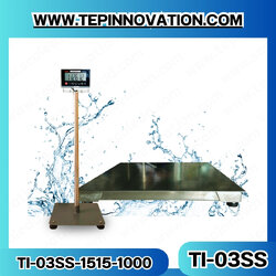 เครื่องชั่งแสตนเลส1000กิโลกรัม เครื่องชั่งตั้งพื้น1ตัน ความละเอียด100กรัม ขนาดแท่น 1.5x1.5m. ยี่ห้อ TIGER รุ่น TI-03SS