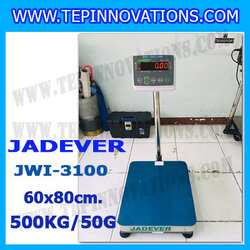 เครื่องชั่งดิจิตอลตั้งพื้น 500kg ยี่ห้อ JADEVER รุ่น JWI-3100 II ขนาดแท่น 60x80cm. เครื่องชั่งน้ำหนัก500กิโล เครื่องชั่งดิจิตอลชั่งน้ำหนัก500kg ตาชั่ง500kg ตาชั่งดิจิตอล500kg เครื่องชั่งดิจิตอล500kg พิกัดน้ำหนัก 500kg ค่าละเอียด 50g