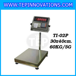 เครื่องชั่งน้ำหนักดิจิตอล แบบBuilt-In Printer พิกัด 60kg ความละเอียด 5g ขนาดแท่นชั่ง 30*40cm ยี่ห้อ TIGER รุ่น TI-02P (เครื่องชั่งผ่านตรวจรับรองจากสำนักชั่งตวงวัด)