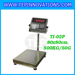 เครื่องชั่งน้ำหนักดิจิตอล แบบBuilt-In Printer พิกัด 500kg ความละเอียด 50g ขนาดแท่นชั่ง 80*80cm ยี่ห้อ TIGER รุ่น TI-02P (เครื่องชั่งผ่านตรวจรับรองจากสำนักชั่งตวงวัด)