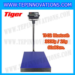 เครื่องชั่งน้ำหนักดิจิตอลBluetooth พิกัด 300kg ความละเอียด 20g ขนาดแท่นชั่ง 60*80cm. ยี่ห้อ TIGER รุ่น TI-02