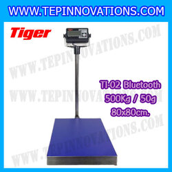 เครื่องชั่งน้ำหนักดิจิตอลBluetooth พิกัด 750kg ความละเอียด 100g ขนาดแท่นชั่ง 80*80cm. ยี่ห้อ TIGER รุ่น TI-02