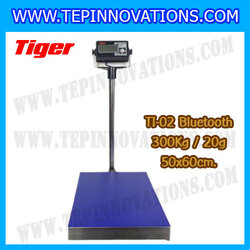 เครื่องชั่งน้ำหนักดิจิตอลBluetooth พิกัด 300kg ความละเอียด 20g ขนาดแท่นชั่ง 50*60cm. ยี่ห้อ TIGER รุ่น TI-02