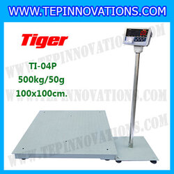 เครื่องชั่งน้ำหนักดิจิตอลพร้อมปริ้นเตอร์ในตัว พิกัด 500kg ค่าละเอียด 50g ยี่ห้อ TIGER รุ่น TI-04P ขนาดแท่น 100x100cm.