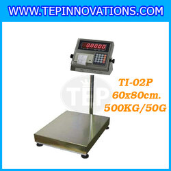 เครื่องชั่งน้ำหนักดิจิตอล แบบBuilt-In Printer พิกัด 500kg ความละเอียด 50g ขนาดแท่นชั่ง 60*80cm ยี่ห้อ TIGER รุ่น TI-02P (เครื่องชั่งผ่านตรวจรับรองจากสำนักชั่งตวงวัด)