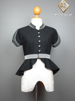 PUS019 เสื้อผ้าฝ้ายแต่งตีนจก