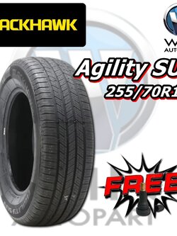 ยางรถยนต์ ขนาด 255/70R16 รุ่น Agility SUV ยี่ห้อ BLACKHAWK (แถมจุ๊บลม)