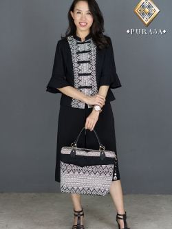 PUS016 เสื้อผ้าฝ้ายแต่งตีนจก