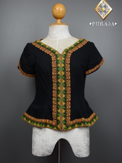 PUS025 เสื้อผ้าฝ้ายแต่งตีนจก