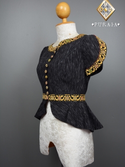 PUS024 เสื้อผ้าฝ้ายแต่งตีนจก