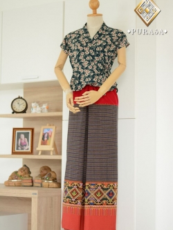 เสื้อลายดอกผ้าเกาหลีนำเข้า