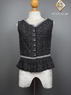 PUS017 เสื้อผ้าฝ้ายแต่งตีนจก