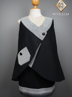 PUK021 กระโปรงผ้าฝ้ายแต่งจก