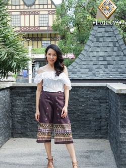 กางเกงตีนจกลายขันดอกทอโบราณ