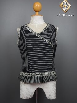 PUS022 เสื้อผ้าฝ้ายแต่งตีนจก