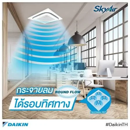 Daikin Round Flow Cassette Inverter เครื่องปรับอากาศแบบฝังในฝ้ากระจายลมรอบทิศทาง รุ่น FCFC-EV2S 13,600 - 36,000 BTU | Inverter แอร์ฝังในฝ้า รอบทิศทาง ไดกิ้น กระจายลมอย่างทั่วถึง 360 องศา