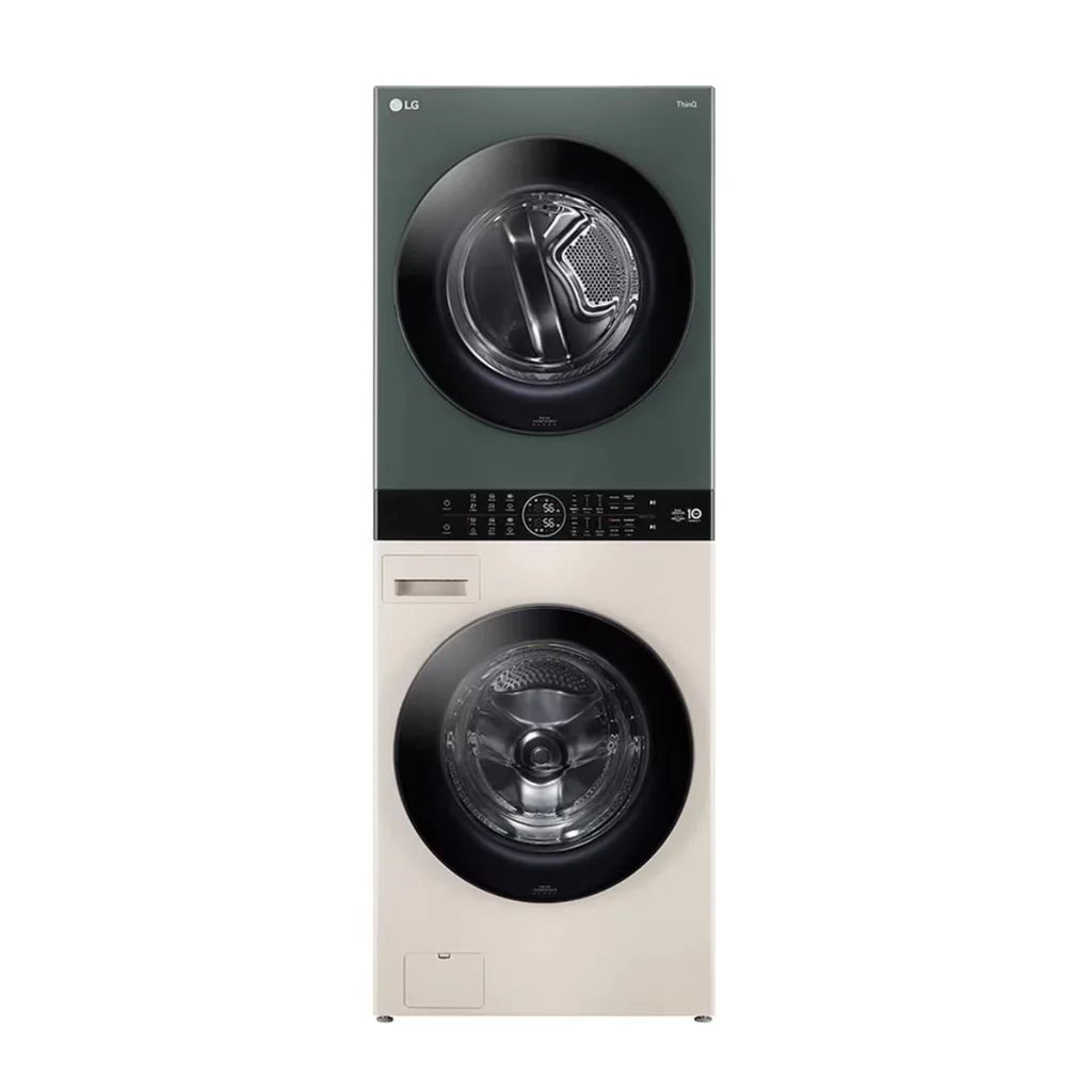LG เครื่องซักอบผ้า WashTower ฝาหน้า รุ่น WT1410NHEG ซัก 14 กก./อบ 10 กก. สีเบจ-เขียว | AI DD ระบบอบ Heat Pump แอลจี LG เครื่องซักอบผ้า Wash Tower