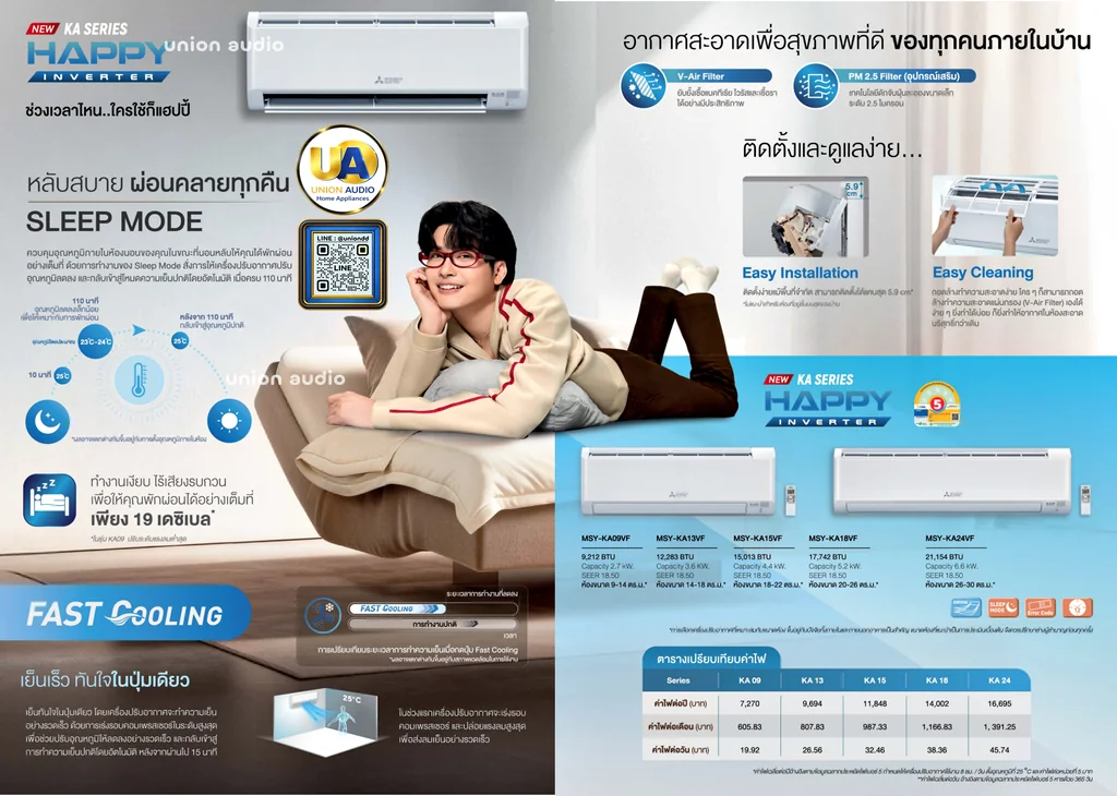 Mitsubishi Electric แอร์ติดผนัง Happy Inverter รุ่น MSY-KA09VF 9,212 BTU | Inverter มิตซูบิชิ อิเล็คทริค Mitsubishi Electric แอร์ติดผนัง Happy Inverter รุ่น MSY-KA09VF 9,212 BTU | Inverter มิตซูบิชิ อิเล็คทริค