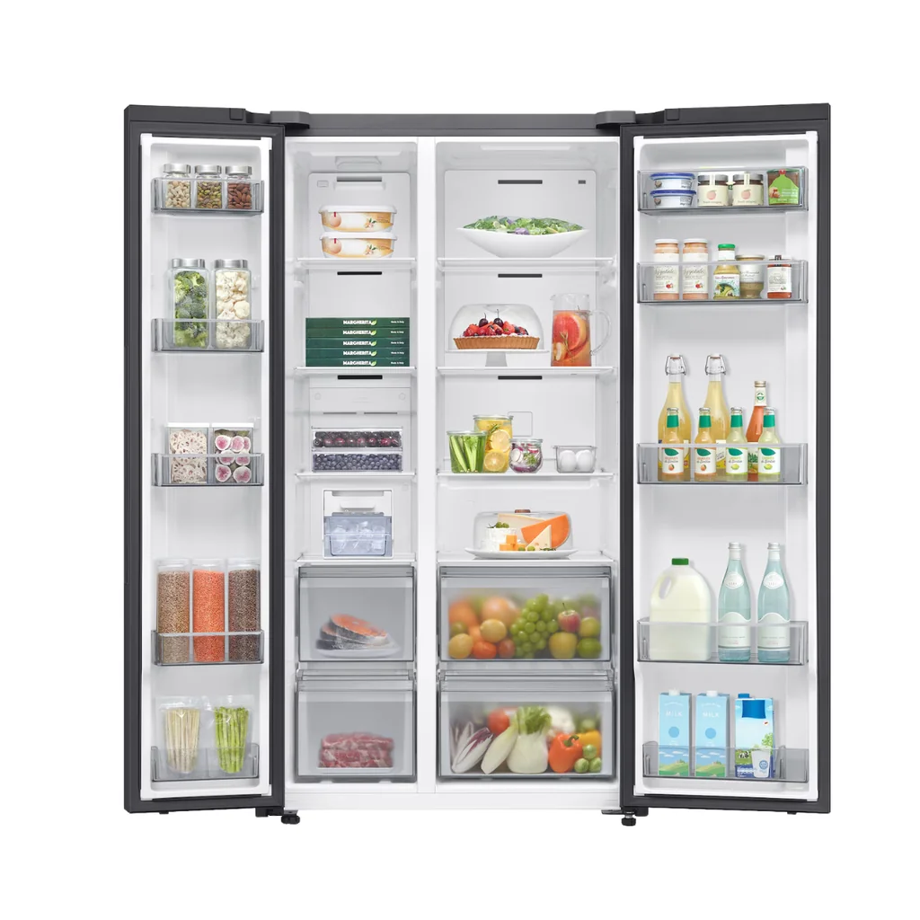 Samsung ตู้เย็น Side by Side รุ่น RS70F65Q1BST 655 ลิตร (23.1 คิว) สีดำ | AI Inverter SpaceMax SmartThings ซัมซุง Samsung ตู้เย็น Side by Side รุ่น RS70F65Q1BST 655 ลิตร (23.1 คิว) สีดำ | AI Inverter SpaceMax SmartThings ซัมซุง