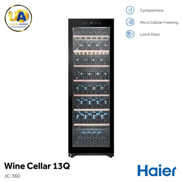 Haier ตู้แช่ไวน์ รุ่น JC-360 360 ลิตร (13 คิว) สีดำ | กระจก Low-E 3 ชั้น คุมความชื้น ไฮเออร์ image 1 Haier ตู้แช่ไวน์ รุ่น JC-360 360 ลิตร (13 คิว) สีดำ | กระจก Low-E 3 ชั้น คุมความชื้น ไฮเออร์ image 1