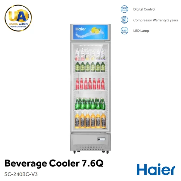 Haier ตู้แช่เครื่องดื่ม 1 ประตู รุ่น SC-240BC-V3 215 ลิตร (7.6 คิว) สีขาว | Low-E ไม่มีฝ้า ประหยัดไฟเบอร์5 ไฮเออร์ image 1 Haier ตู้แช่เครื่องดื่ม 1 ประตู รุ่น SC-240BC-V3 215 ลิตร (7.6 คิว) สีขาว | Low-E ไม่มีฝ้า ประหยัดไฟเบอร์5 ไฮเออร์ image 1
