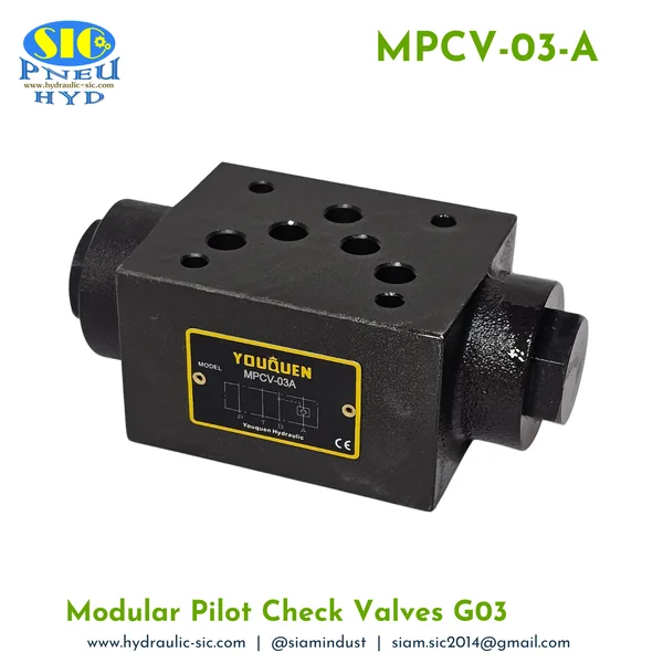 MPCV-03-A : Modular Pilot Check Valve G03 วาล์วกันตก แบบซ้อน YOUQUEN MPCV-03-A : Modular Pilot Check Valve G03 วาล์วกันตก แบบซ้อน YOUQUEN