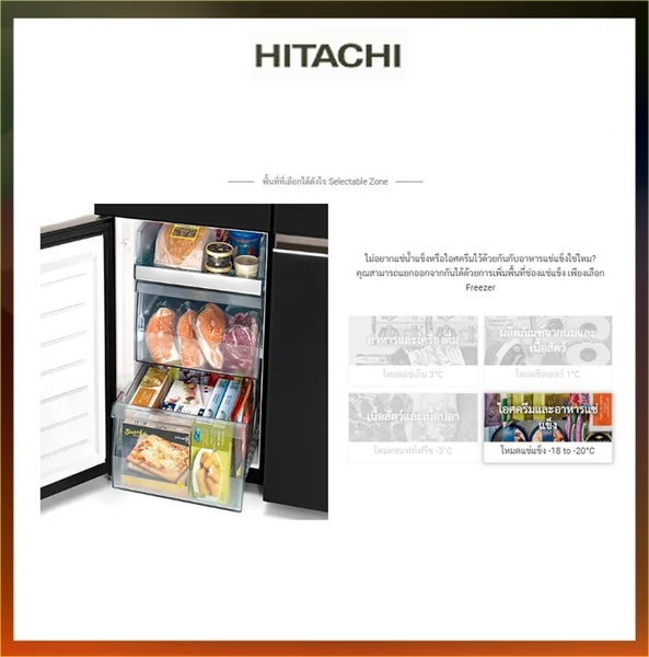 Hitachi ตู้เย็น 4 ประตู French Bottom Freezer รุ่น R-WB640VFX 20.1 คิว ฮิตาชิ image 22 Hitachi ตู้เย็น 4 ประตู French Bottom Freezer รุ่น R-WB640VFX 20.1 คิว ฮิตาชิ image 22